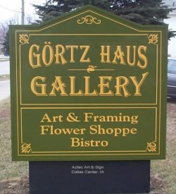 Aluminum Monument Sign, Gortz Haus, Grimes, Iowa